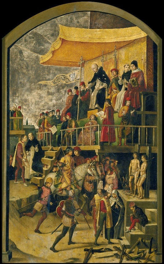 Auto de Fe Chaired by  Saint Dominic de Guzman, vintage artwork by Pedro Berruguete, A3 (16x12") Poster Print