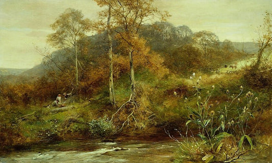 Autumn River Scene, The Brook by  David Bates, 23x16"( A2 size) Poster Print