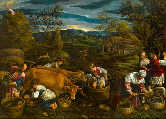 Autumn with Moses Receiving the Ten Commandments, vintage artwork by Francesco Bassano  the Younger, 12x8" (A4) Poster