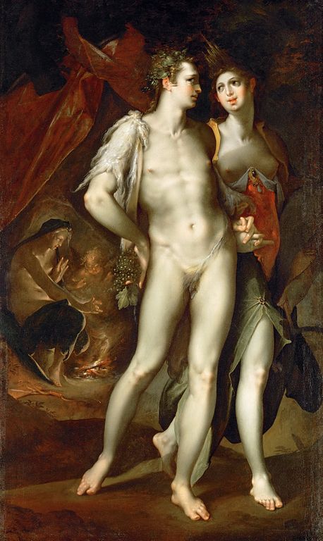 Bacchus and Venus, vintage artwork by Bartholomaeus Spranger, A3 (16x12") Poster Print