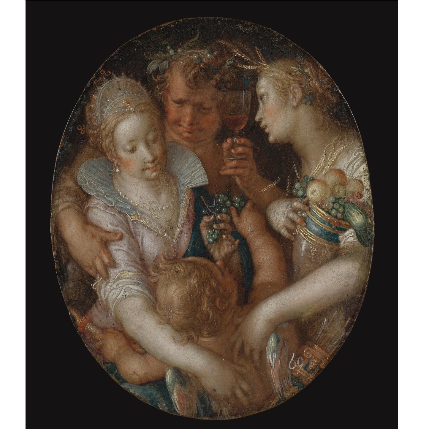 Bacchus, Ceres and Venus, vintage artwork by Joachim Wtewael, A3 (16x12") Poster Print