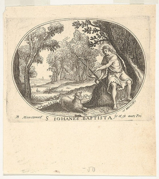 Balthazar Moncornet:Saint John the Baptist 17th century, vintage artwork, 16x12"(A3) Poster Print