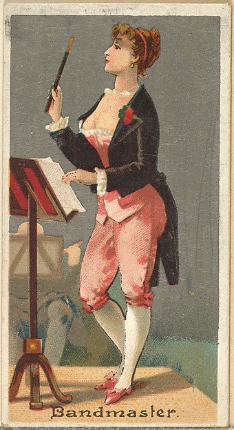 :Bandmaster from the Occupations for Women series for Old Judge and Dogs Head Cigarettes 1887, vintage artwork, 16x12"(A3) Poster Print