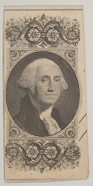 Banknote motif: Portrait on George Washington in a decorative , vintage art, A3 (16x12") Poster Print