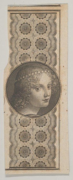 Banknote motif with a girl's head derived from Leonardo da Vin, vintage art, A3 (16x12") Poster Print