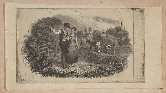 Banknote vignette with haymakers symbolizing rural industry c1, vintage art, A3 (16x12") Poster Print