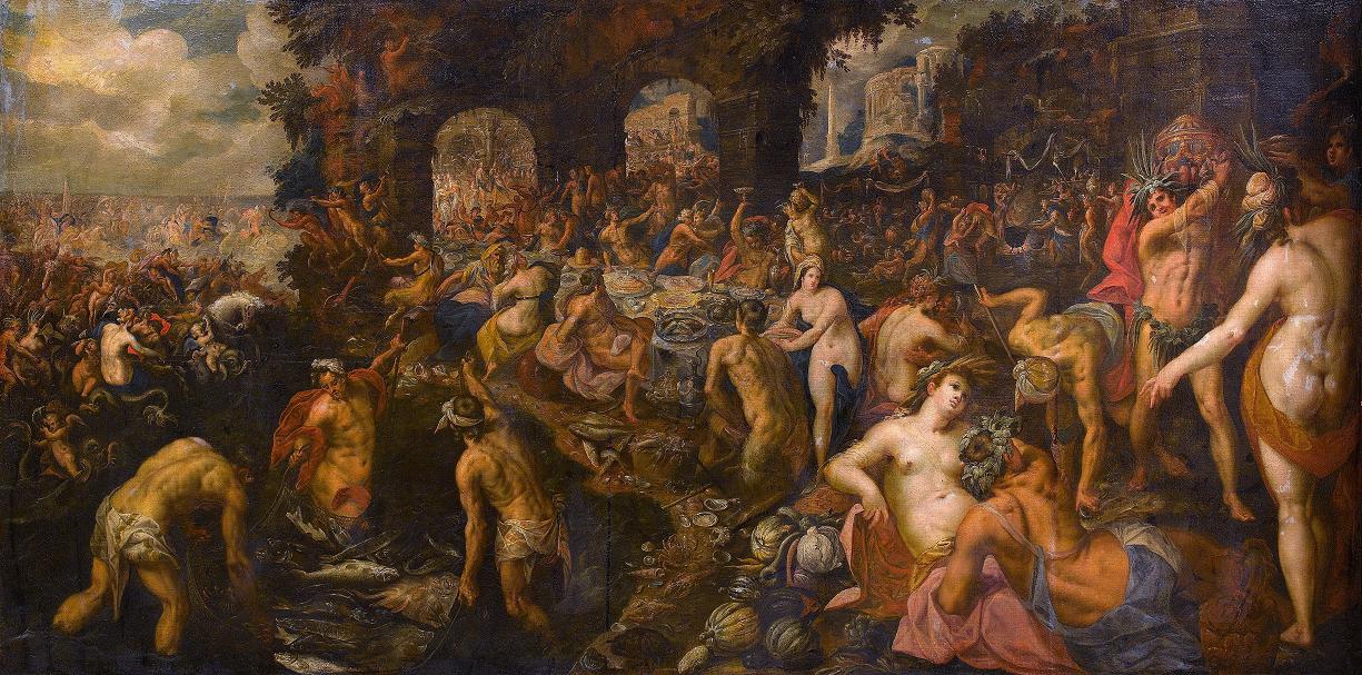 Banquet of Gods, vintage artwork by Gillis van Valckenborch, A3 (16x12") Poster Print