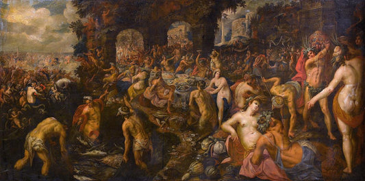 Banquet of Gods, vintage artwork by Gillis van Valckenborch, A3 (16x12") Poster Print