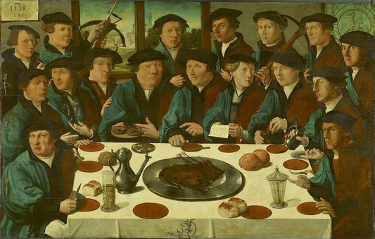 Banquet of Members of Amsterdam's Crossbow Civic Guard, vintage artwork by Cornelis Anthonisz., A3 (16x12") Poster Print
