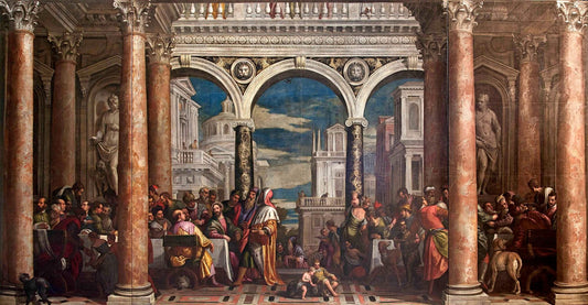 Banquet Scene - The Feast in the House of Levi, vintage artwork by Workshop of Veronese, A3 (16x12") Poster Print