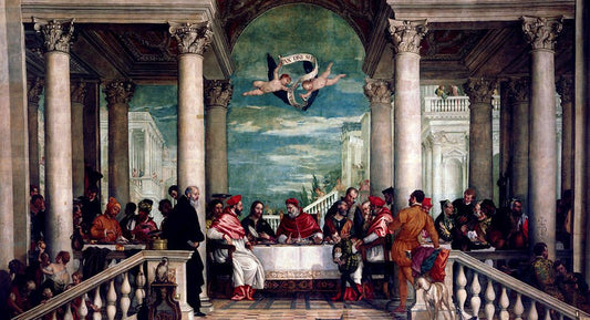 Banquet Scene - The Feast of Saint Gregory the Great, vintage artwork by Veronese, A3 (16x12") Poster Print