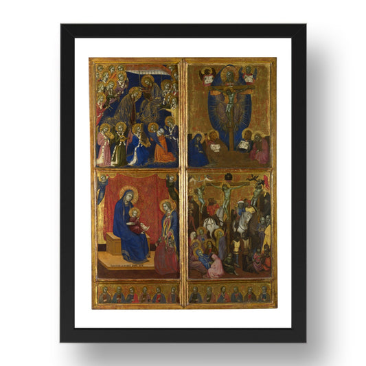Barnaba da Modena: Scenes of the Virgin; The Trinity; The Crucifixion, Poster in 17x13"(A3) Frame