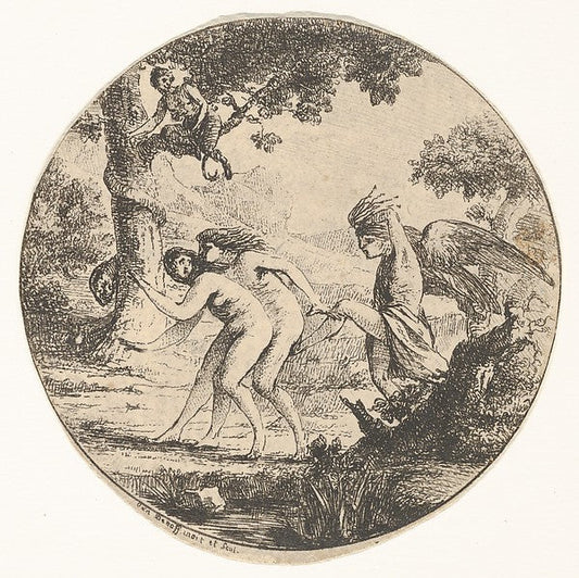 baron Dominique Vivant Denon:Adam and Eve Expelled from Paradise 18th–19th century, vintage artwork, 16x12"(A3) Poster Print