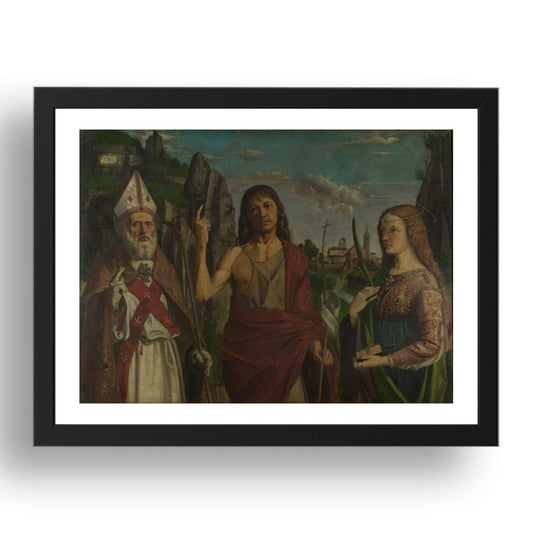 Bartolomeo Montagna: Saint Zeno, Saint John the Baptist and a Female Martyr, Poster in 17x13"(A3) Frame
