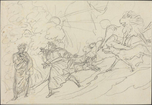 Bartolomeo Pinelli:Dante Flees the Wild Beasts and Meets Vir,16x12"(A3) Poster