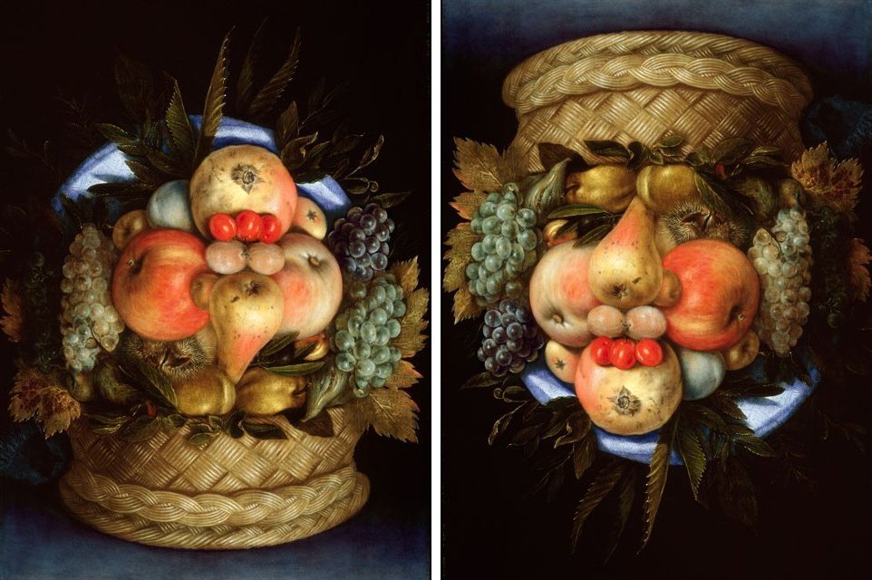 Basket of Fruit (up and down), vintage artwork by Giuseppe Arcimboldo, A3 (16x12") Poster Print