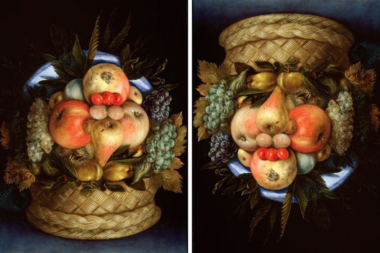 Basket of Fruit (up and down), vintage artwork by Giuseppe Arcimboldo, A3 (16x12") Poster Print