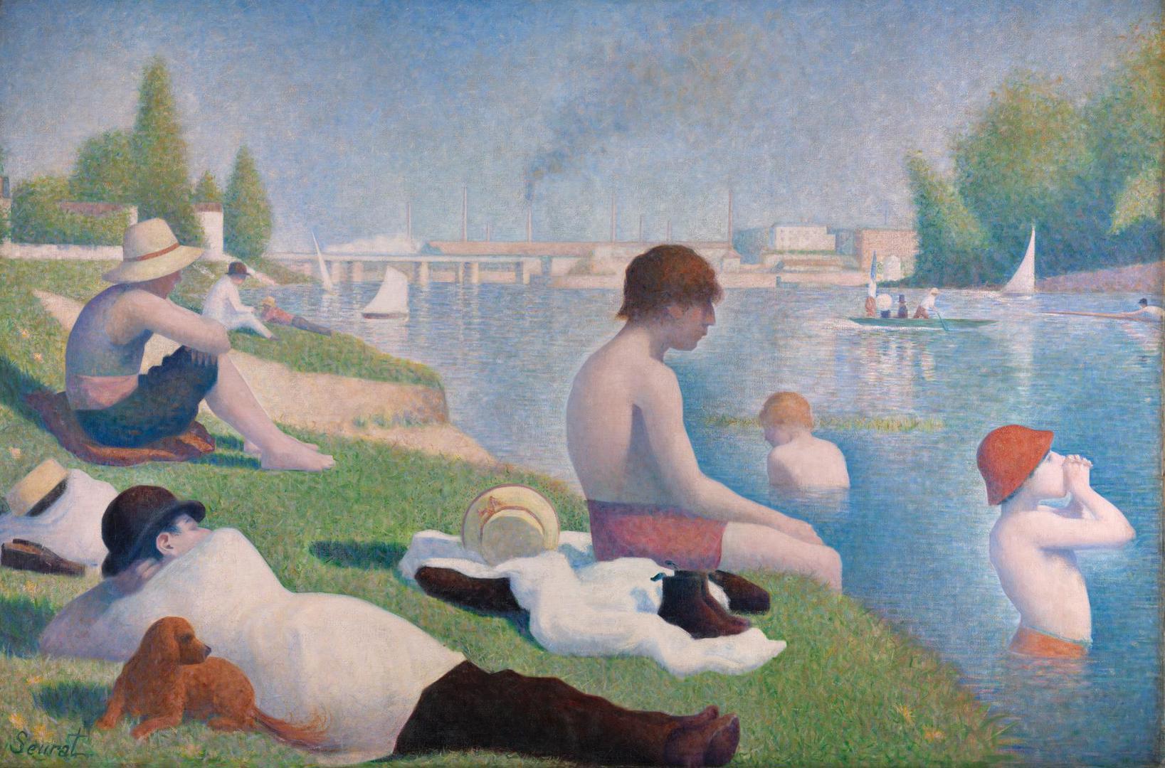 Bathers of Asnieres by Georges Seurat, vintage art, modern poster print