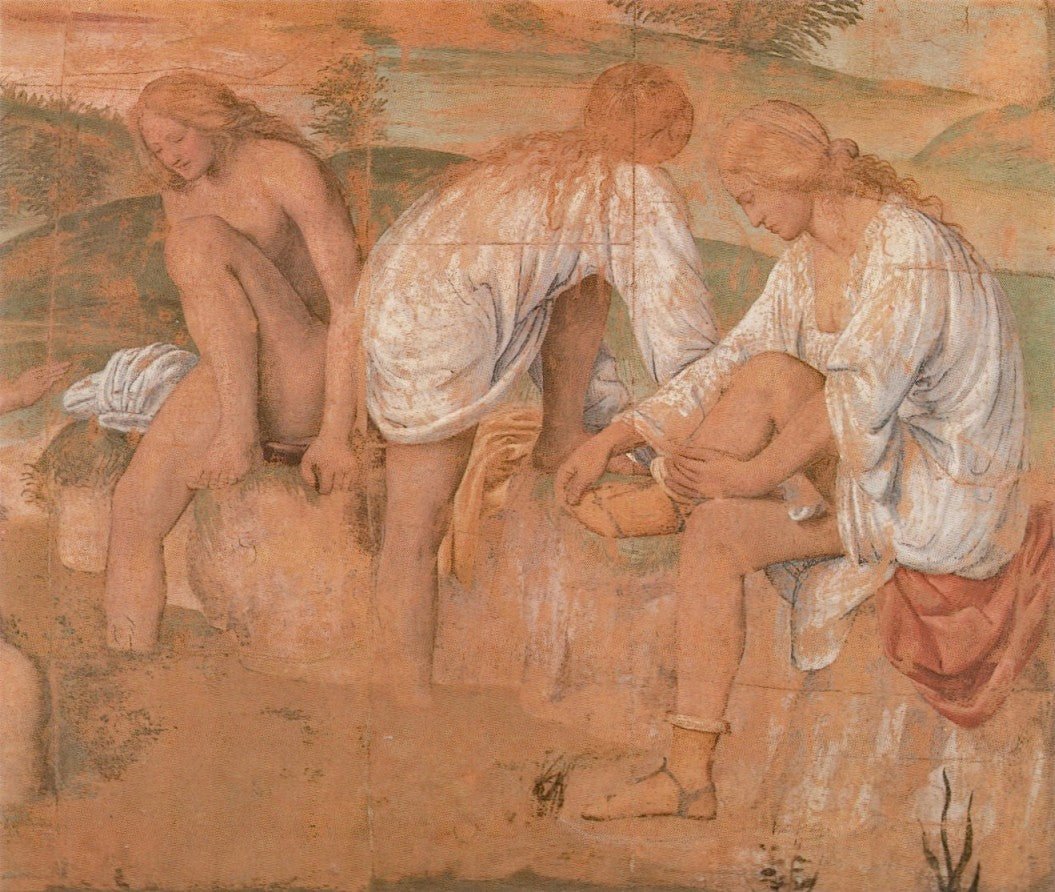 Bathing woman, vintage artwork by Bernardino Luini, A3 (16x12") Poster Print