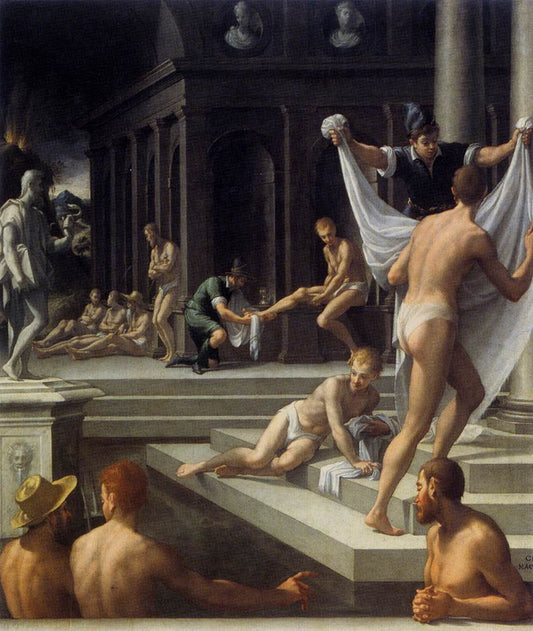 Baths at Pozzuoli, vintage artwork by Girolamo Macchietti, A3 (16x12") Poster Print