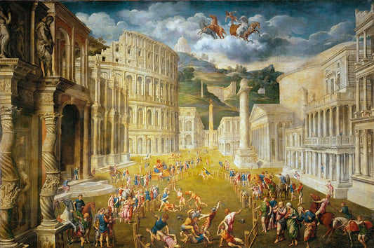 Battle of Gladiators, vintage artwork by Paris Bordone, A3 (16x12") Poster Print