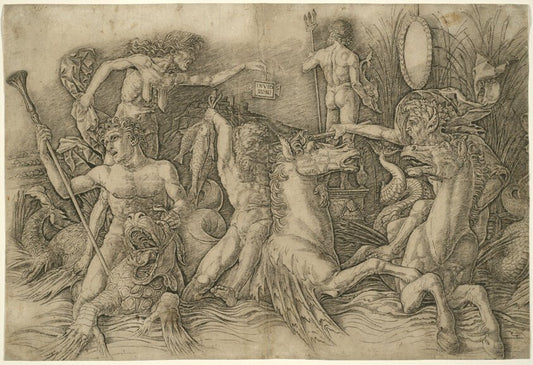 Battle of Sea-Gods, Left Half of a Frieze by  Andrea Mantegna, 23x16"( A2 size) Poster Print