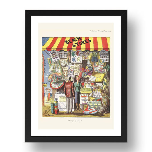 beachstore 1949, vintage historic poster in 17x13"(A3) Frame