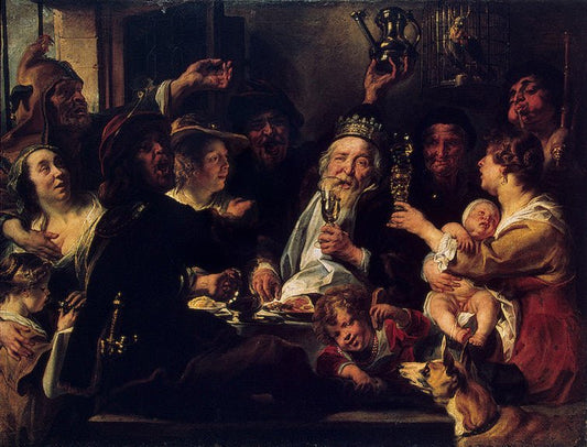 Bean King, vintage artwork by Jacob Jordaens, 12x8" (A4) Poster