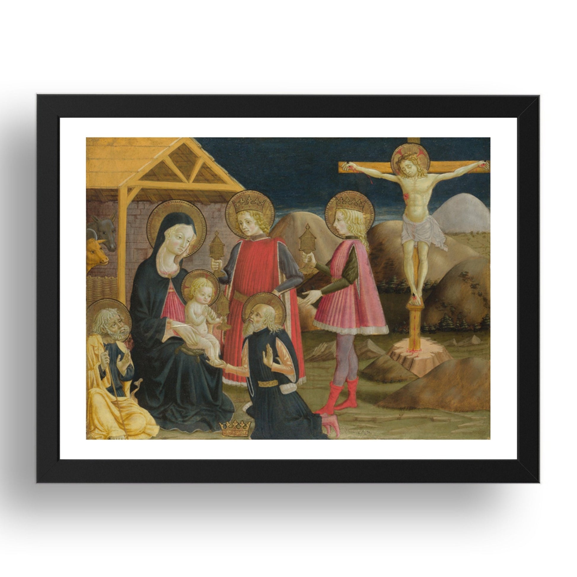 Benedetto Bonfigli: The Adoration of the Kings, and Christ on the Cross, Poster in 17x13"(A3) Frame