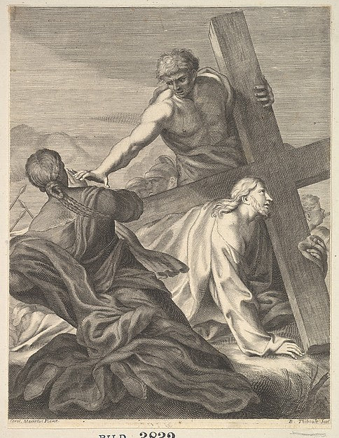 Benoit Thiboust , After Carlo Maratti:Christ Carrying the Cross 1680–1719, vintage artwork, 16x12"(A3) Poster Print