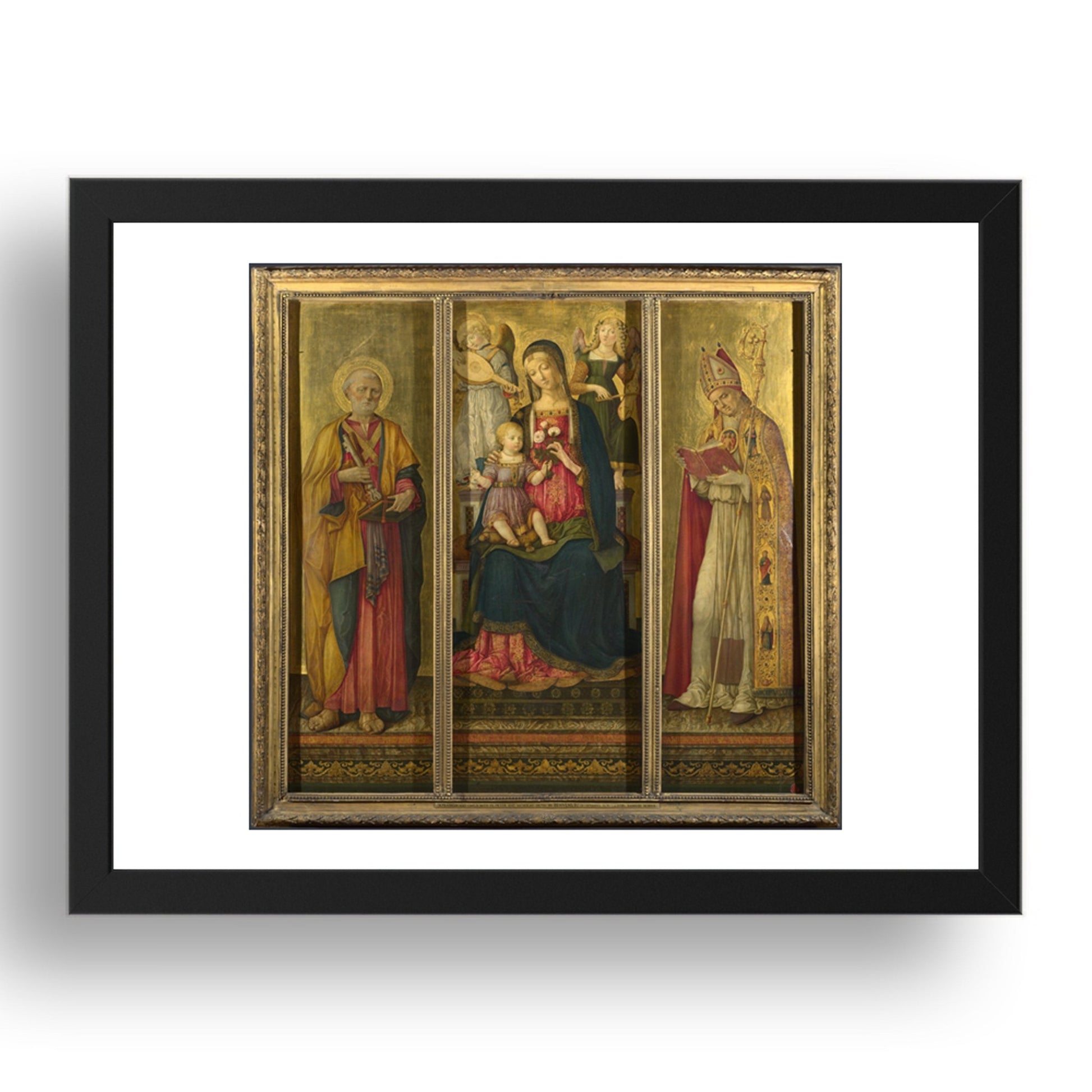 Benvenuto di Giovanni: Altarpiece: The Virgin and Child with Saints, Poster in 17x13"(A3) Frame