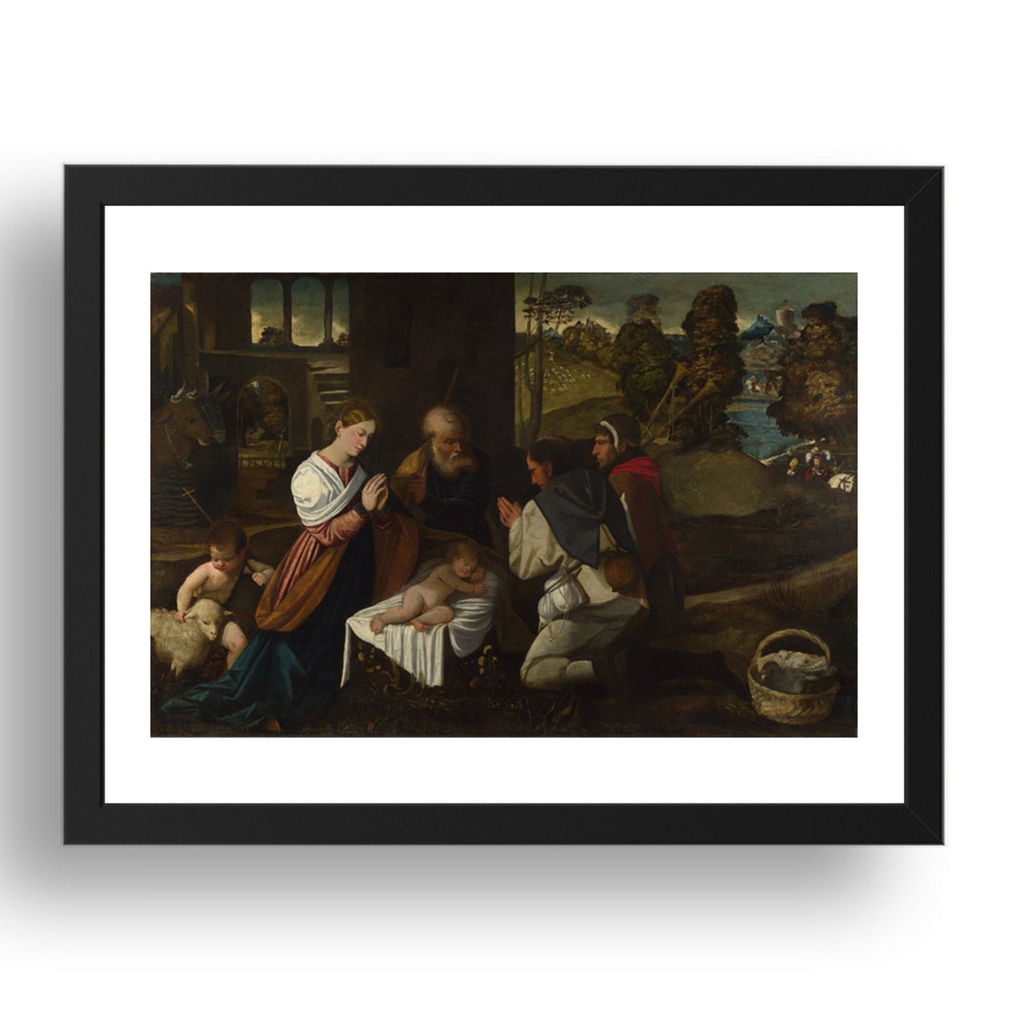 Bernardino da Asola: The Adoration of the Shepherds, Poster in 17x13"(A3) Frame