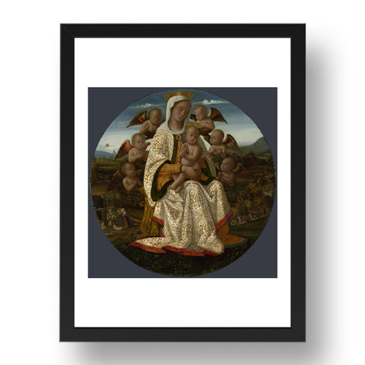 Bernardino Fungai: The Virgin and Child with Cherubim, Poster in 17x13"(A3) Frame