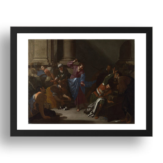 Bernardo Cavallino: Christ driving the Traders from the Temple, Poster in 17x13"(A3) Frame