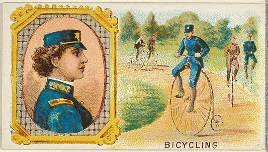 :Bicycling from the Games and Sports series for Old Judge Cigarettes 1889, vintage artwork, 16x12"(A3) Poster Print