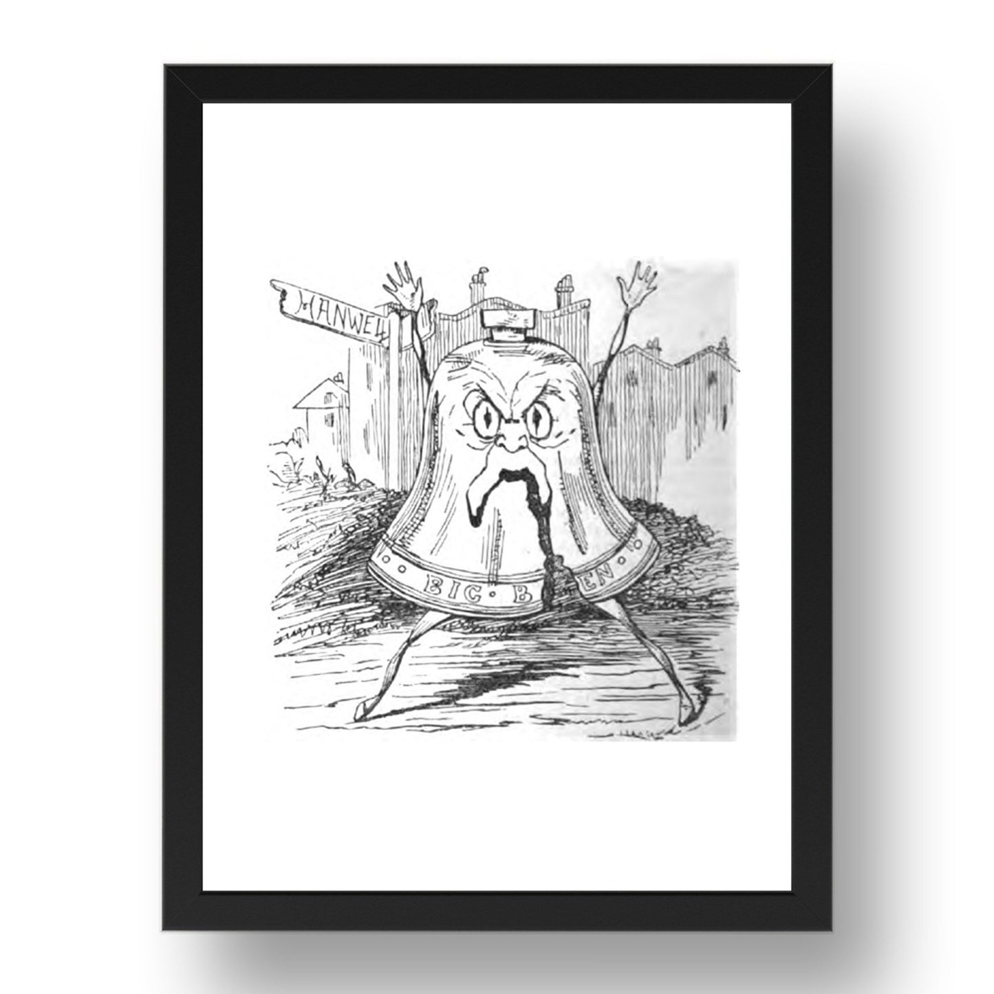 big ben 1857, vintage historic poster in 17x13"(A3) Frame