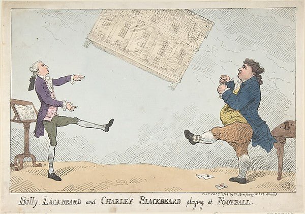 Billy Lackbeard and Charley Blackbeard playing at Football Feb, vintage art, A3 (16x12") Poster Print
