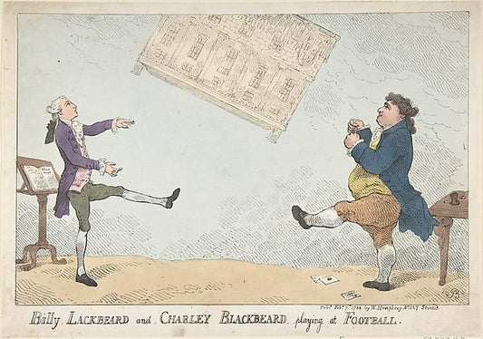 Billy Lackbeard and Charley Blackbeard playing at Football Feb, vintage art, A3 (16x12") Poster Print