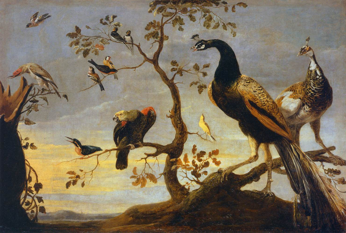 Birds Perched on Branches, vintage artwork by Frans Snyders, A3 (16x12") Poster Print