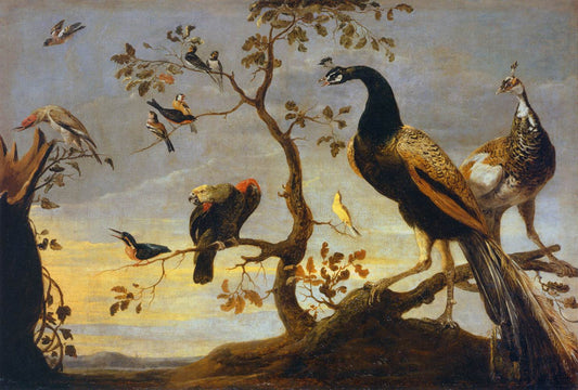 Birds Perched on Branches, vintage artwork by Frans Snyders, A3 (16x12") Poster Print