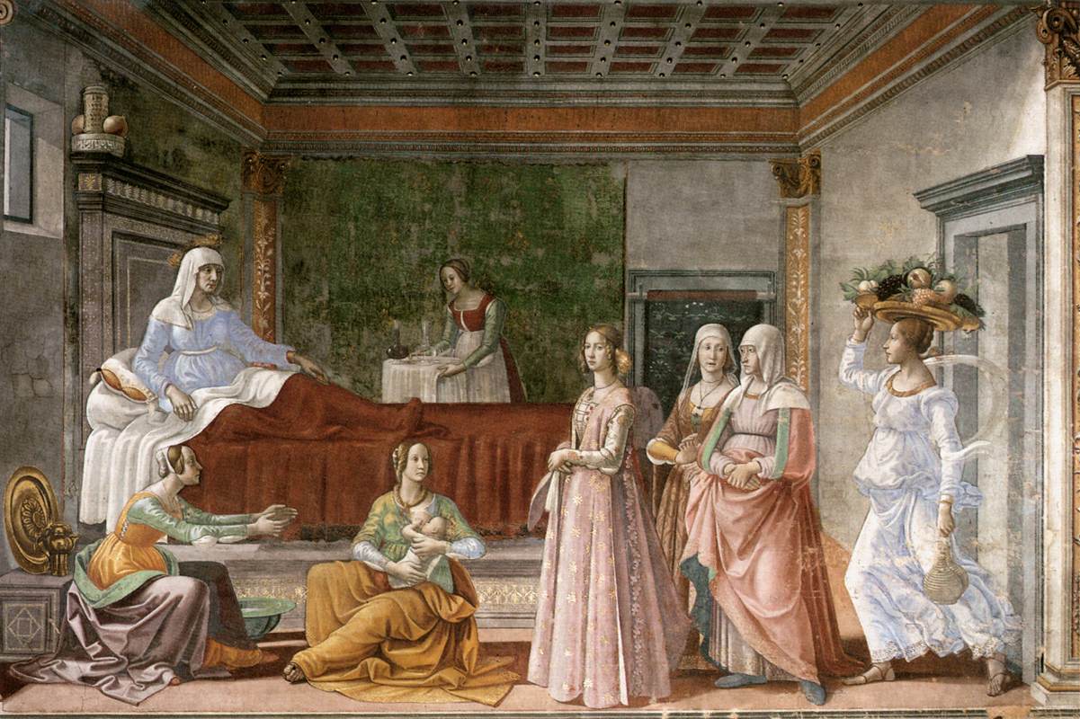 Birth of Saint John the Baptist (Cappella Tornabuoni), vintage artwork by Domenico Ghirlandaio, A3 (16x12") Poster Print