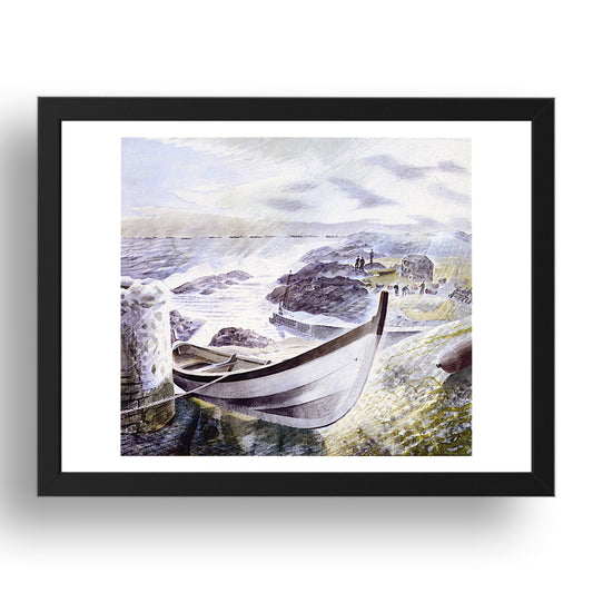 (Boat Figures) 'Storm', WW2, 1941 by Eric Ravilious, 17x13" Frame