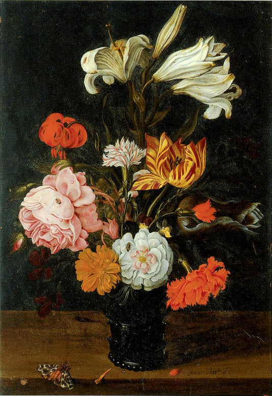 Bouquet In A Roemer, vintage artwork by Jean-Baptiste Fornenburgh, 12x8" (A4) Poster