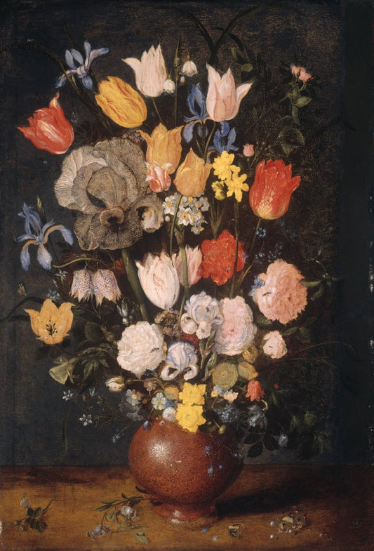 Bouquet of Flowers in an Earthenware Vase by  Attributed to Jan Brueghel the Elder, 23x16"( A2 size) Poster Print