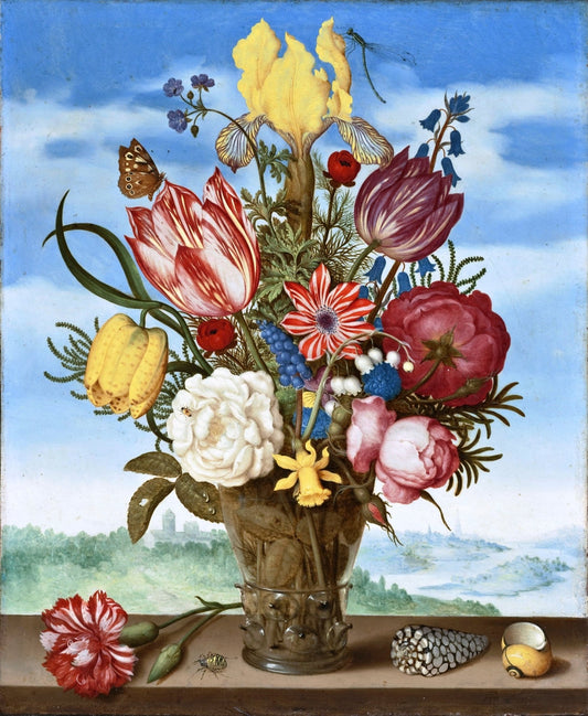 Bouquet of Flowers on a Ledge, vintage artwork by Ambrosius Bosschaert (I), A3 (16x12") Poster Print