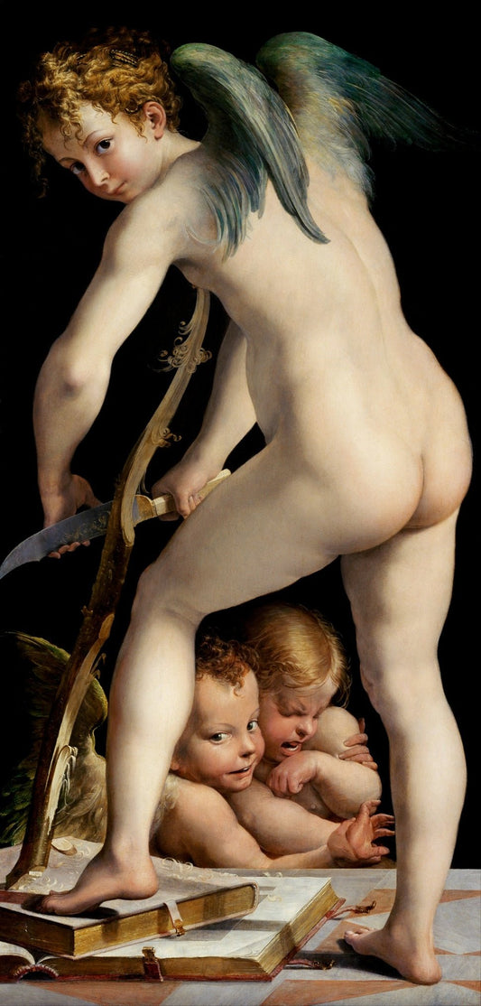 Bow-carving Amor, vintage artwork by Parmigianino, A3 (16x12") Poster Print