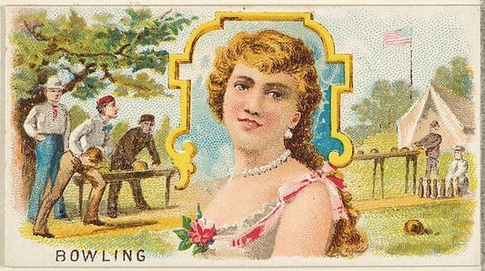 :Bowling from the Games and Sports series for Old Judge Cigarettes 1889, vintage artwork, 16x12"(A3) Poster Print