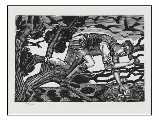 Boy Bird-nesting c1927 by Eric Ravilious, vintage art, A3 (16x12") Poster Print
