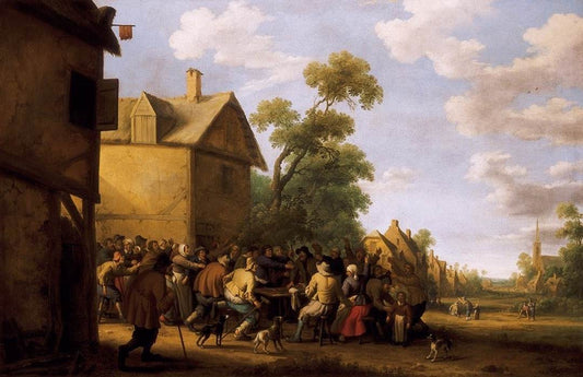 Brawling Peasants, vintage artwork by Joost Cornelisz. Droochsloot, 12x8" (A4) Poster