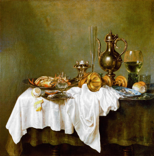 Breakfast with a Crab, vintage artwork by Willem Claesz. Heda, 12x8" (A4) Poster